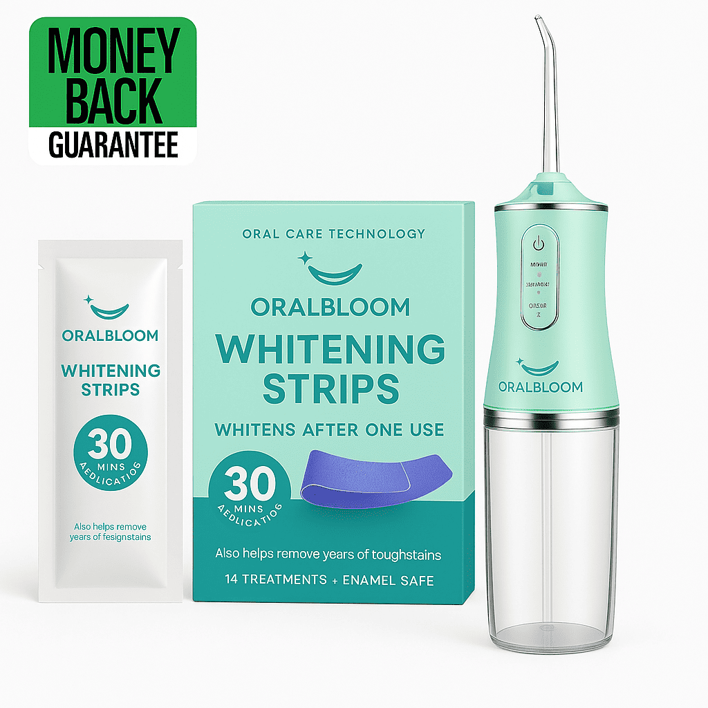 KIT - Teeth Whitening Strips + OB Smart Electric Water Flosser
