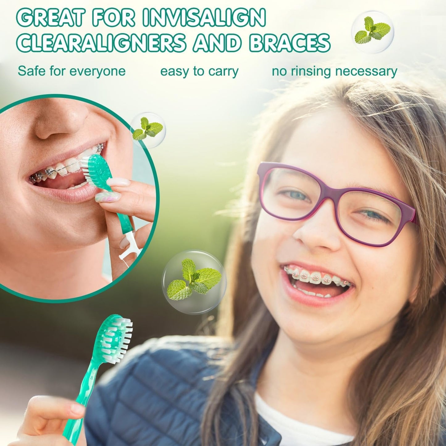๐5 in 1 Mini Toothbrush & Floss & Tongue Scraper & Toothpick Set