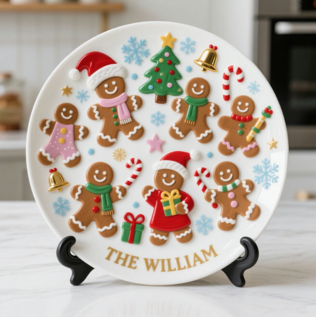 Personalized Christmas Themed Family Plate Decoration