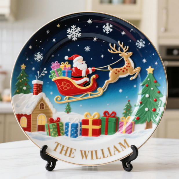 Personalized Christmas Themed Family Plate Decoration