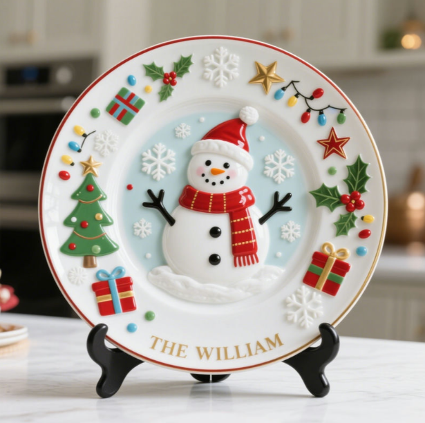 Personalized Christmas Themed Family Plate Decoration