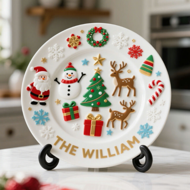 Personalized Christmas Themed Family Plate Decoration
