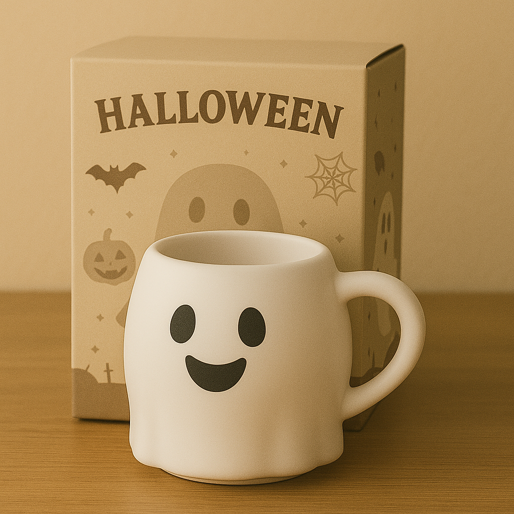 🎃 Halloween Ceramic Mug Collection – Pumpkin, Ghost, Bat & Witch