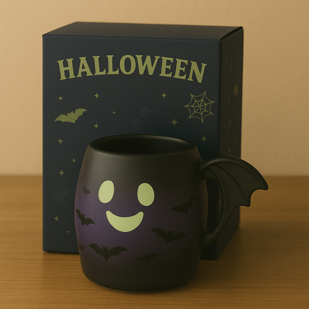 🎃 Halloween Ceramic Mug Collection – Pumpkin, Ghost, Bat & Witch