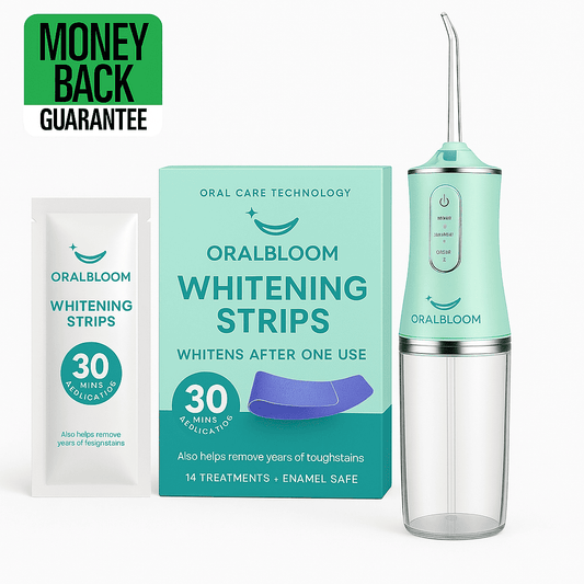 KIT - Teeth Whitening Strips + OB Smart Electric Water Flosser