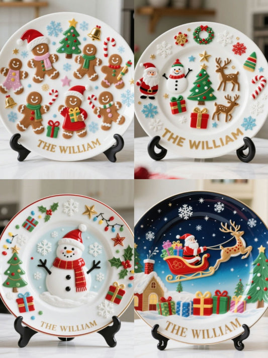Personalized Christmas Themed Family Plate Decoration