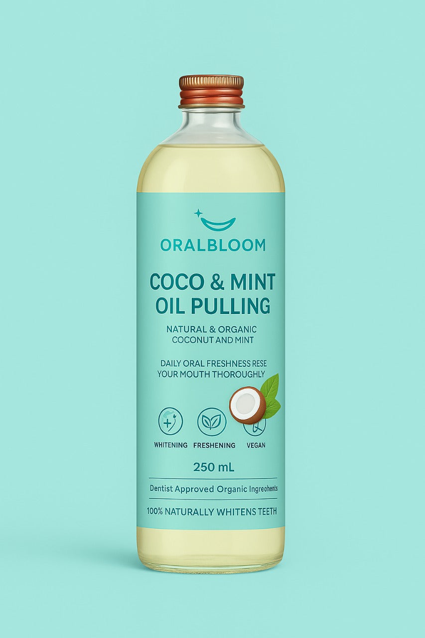 Coconut oil and mint mouthwash with 8 essential oils and vitamins D3, E and K2